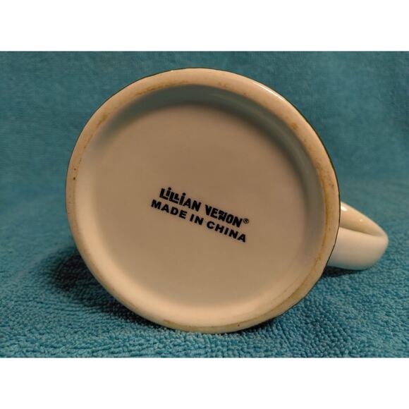 Lillian Vernon Red Cherries & Striped Fence Drinking Coffee Tea Mug Ceramic - Picture 8 of 8